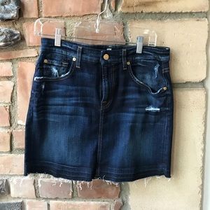 7 for all Mankind raw edge denim miniskirt